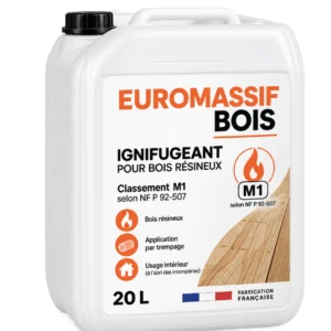 Bidon 20 L d’ignifugeant pour bois résineux, application par trempage – Antifeu Discount
